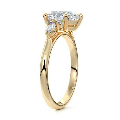 Zinnia - Pear Yellow Gold Engagement Ring Side View | Nura Lab