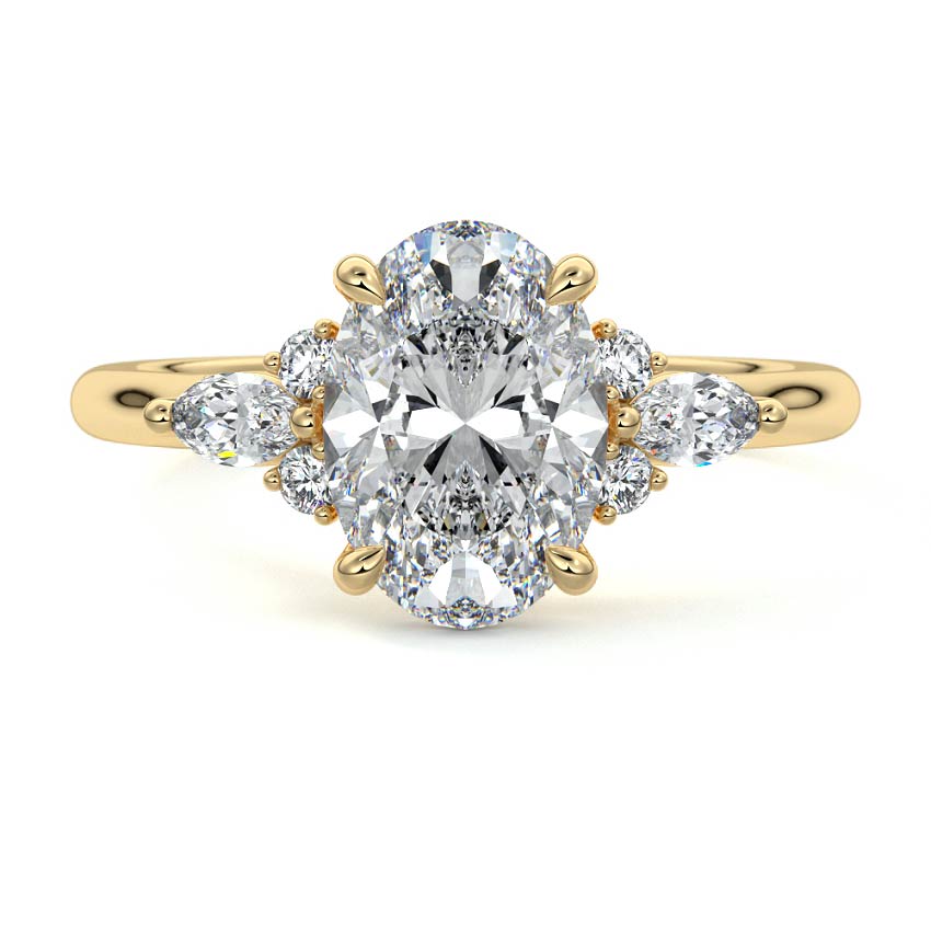 Zinnia - Oval Yellow Gold Lab Grown Diamond Engagement Ring | Nura Lab