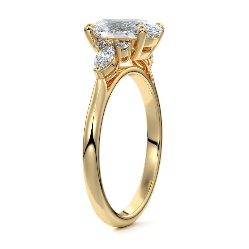 Zinnia - Oval Yellow Gold Engagement Ring Side View | Nura Lab