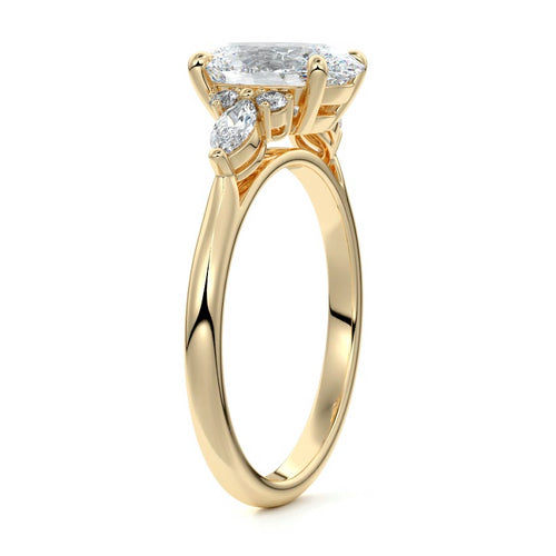 Zinnia - Oval Yellow Gold Engagement Ring Side View | Nura Lab