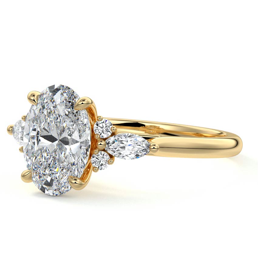 Zinnia - Oval Yellow Gold Engagement Ring Profile View | Nura Lab