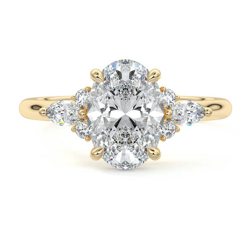 Zinnia - Oval Yellow Gold Engagement Ring Detail View | Nura Lab