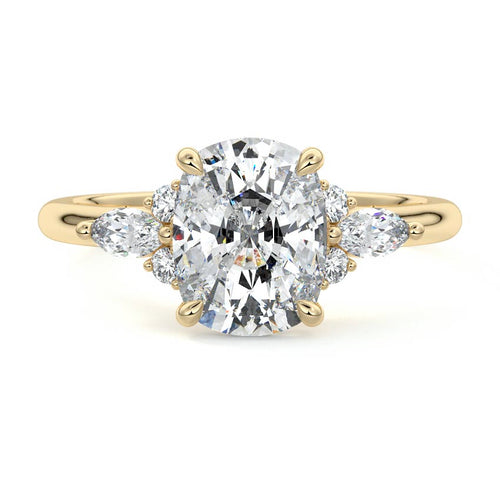 Zinnia - Cushion Yellow Gold Lab Grown Diamond Engagement Ring | Nura Lab