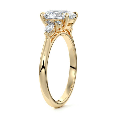 Zinnia - Cushion Yellow Gold Engagement Ring Side View | Nura Lab