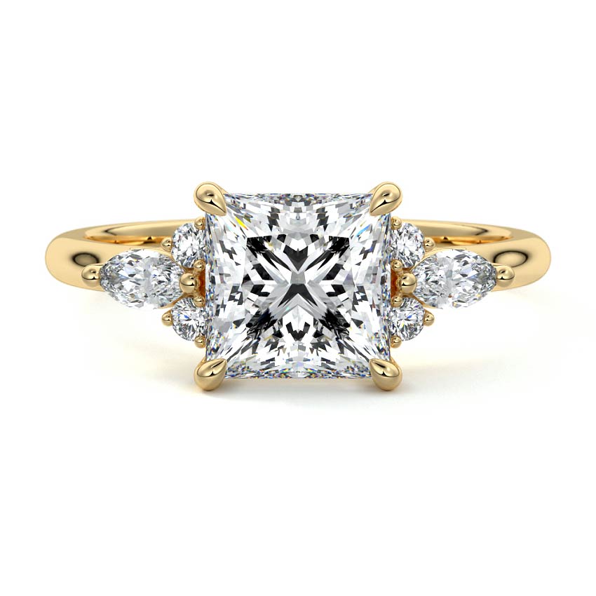 Zinnia - Princess Yellow Gold Lab Grown Diamond Engagement Ring | Nura Lab
