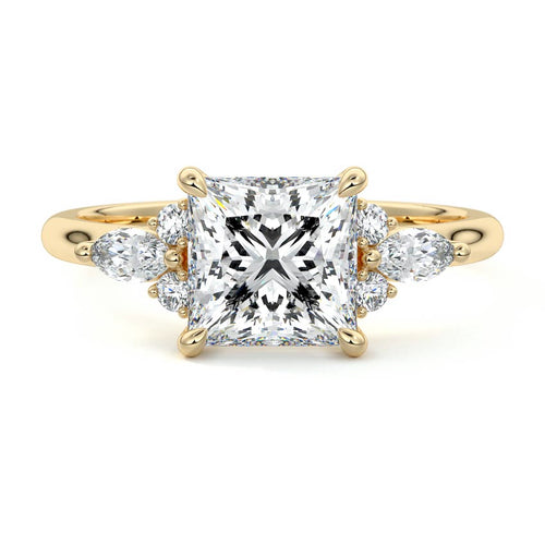 Zinnia - Princess Yellow Gold Lab Grown Diamond Engagement Ring | Nura Lab