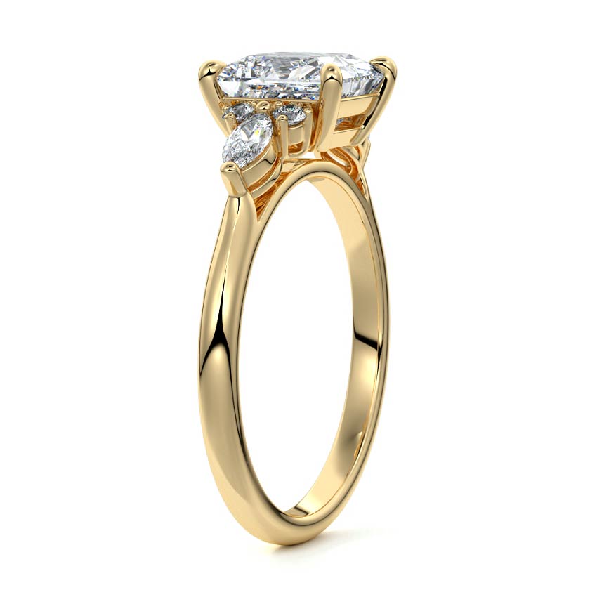 Zinnia - Princess Yellow Gold Engagement Ring Side View | Nura Lab