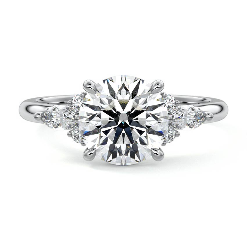 Zinnia - Round White Gold Lab Grown Diamond Engagement Ring | Nura Lab
