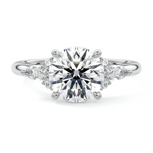 Zinnia - Round White Gold Lab Grown Diamond Engagement Ring | Nura Lab
