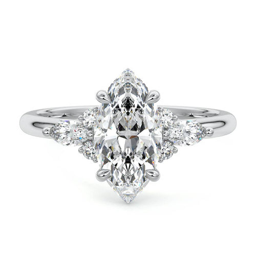 Zinnia - Marquise White Gold Lab Grown Diamond Engagement Ring | Nura Lab