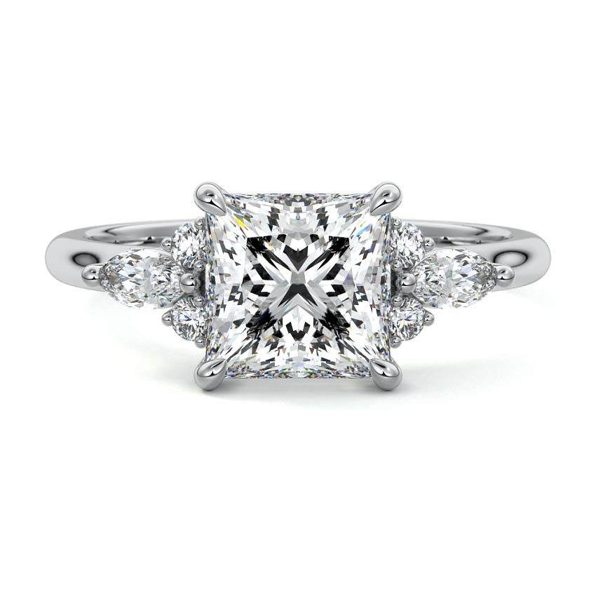 Zinnia - Princess White Gold Lab Grown Diamond Engagement Ring | Nura Lab