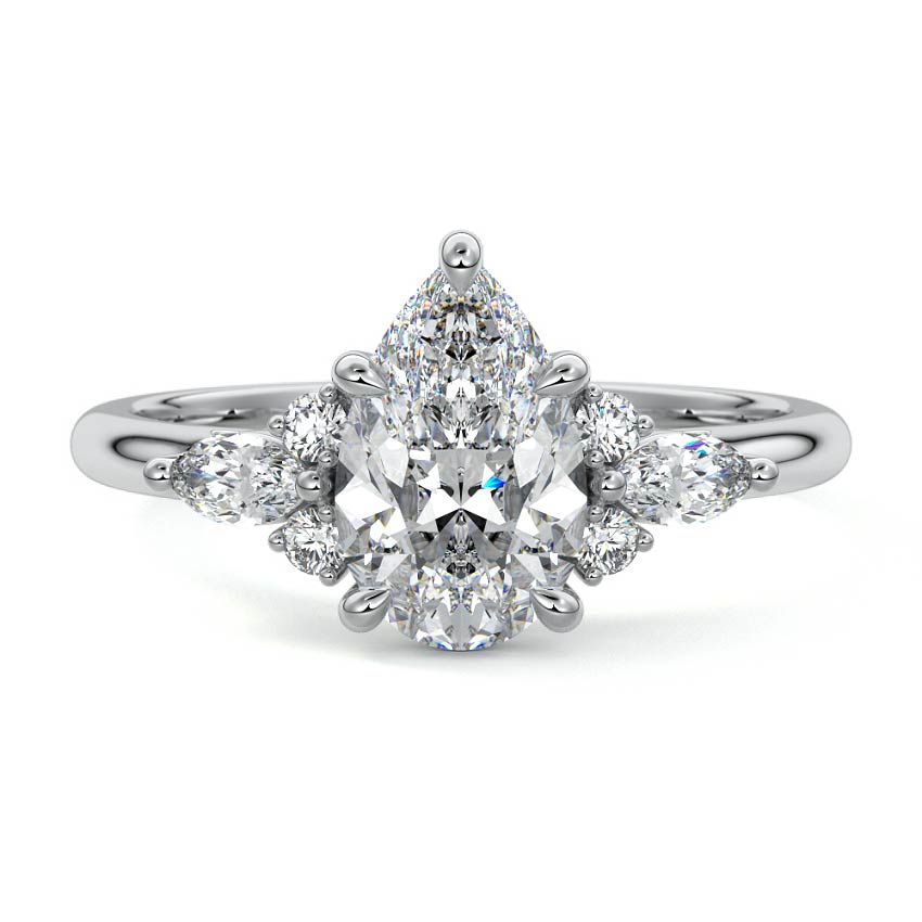 Zinnia - Pear Platinum Lab Grown Diamond Engagement Ring | Nura Lab
