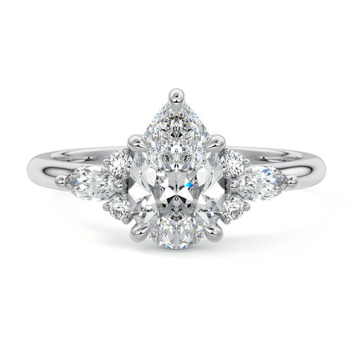 Zinnia - Pear Platinum Lab Grown Diamond Engagement Ring | Nura Lab
