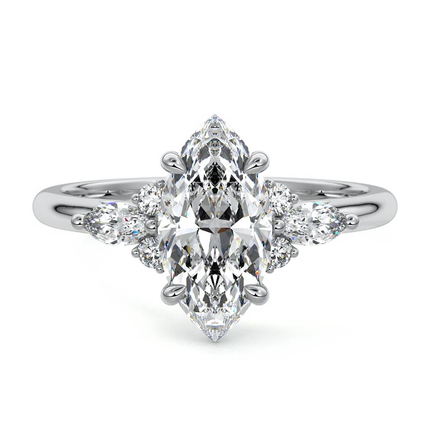 Zinnia - Marquise Platinum Lab Grown Diamond Engagement Ring | Nura Lab