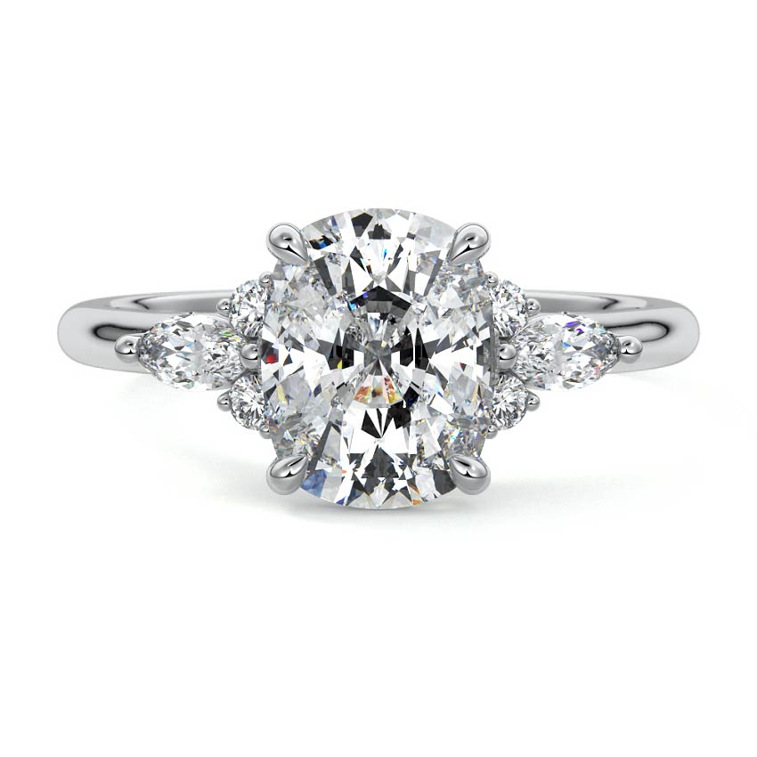 Zinnia - Cushion Platinum Lab Grown Diamond Engagement Ring | Nura Lab