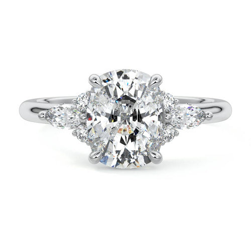 Zinnia - Cushion Platinum Lab Grown Diamond Engagement Ring | Nura Lab