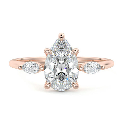 Aella - Pear Rose Gold Lab Grown Diamond Engagement Ring | Nura Lab