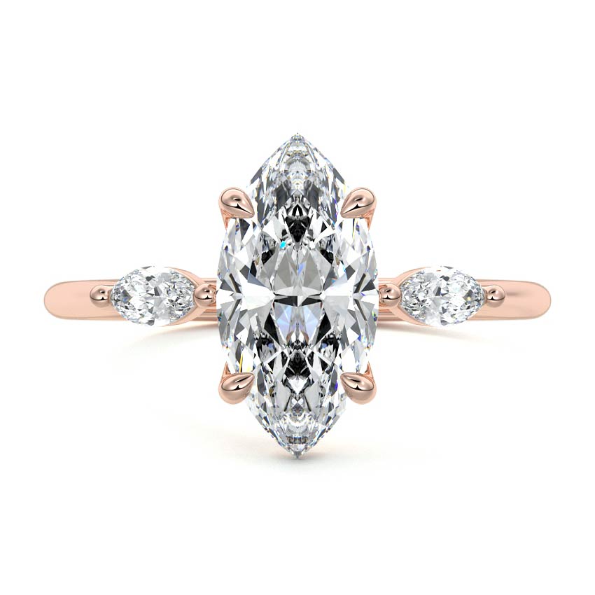 Aella - Marquise Rose Gold Lab Grown Diamond Engagement Ring | Nura Lab