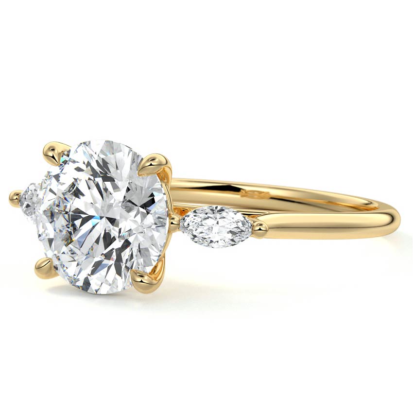 Aella - Round Yellow Gold Engagement Ring Profile View | Nura Lab