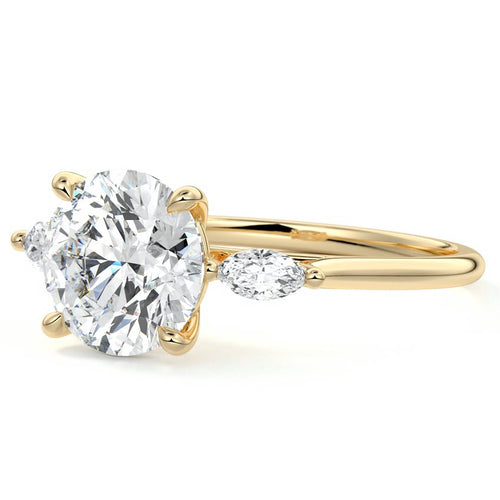 Aella - Round Yellow Gold Engagement Ring Profile View | Nura Lab