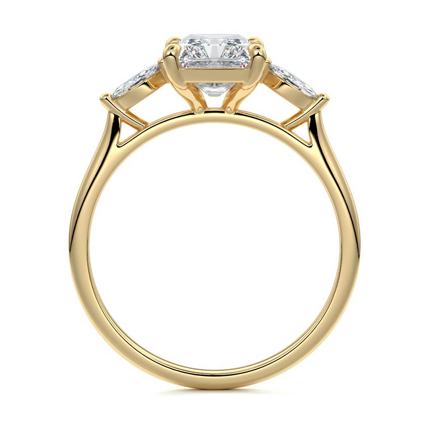 Aella - Radiant Yellow Gold Engagement Ring Side View | Nura Lab