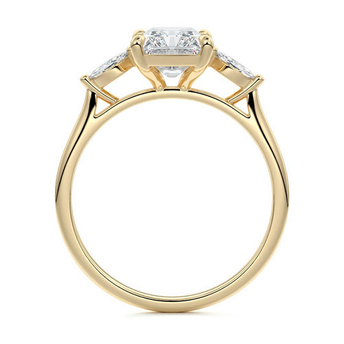 Aella - Radiant Yellow Gold Engagement Ring Side View | Nura Lab