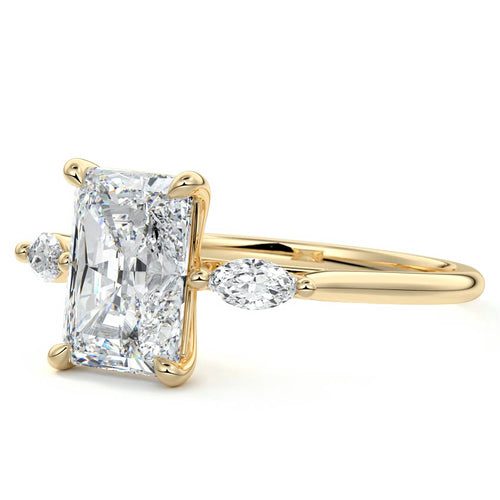 Aella - Radiant Yellow Gold Engagement Ring Profile View | Nura Lab