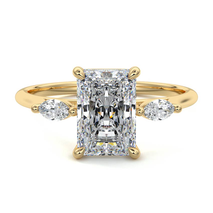 Aella - Radiant Yellow Gold Engagement Ring Detail View | Nura Lab