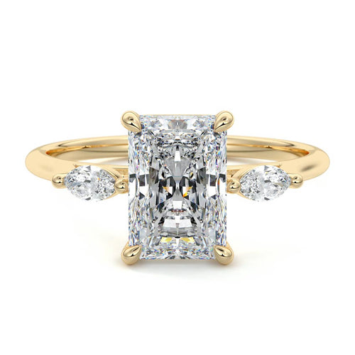 Aella - Radiant Yellow Gold Engagement Ring Detail View | Nura Lab