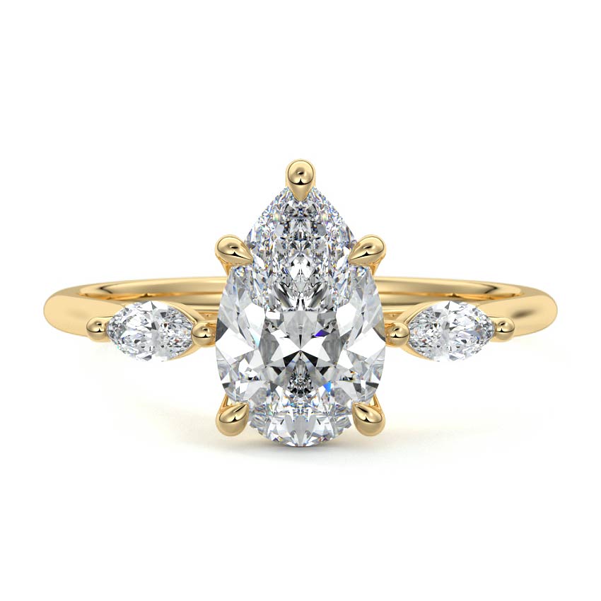 Aella - Pear Yellow Gold Lab Grown Diamond Engagement Ring | Nura Lab