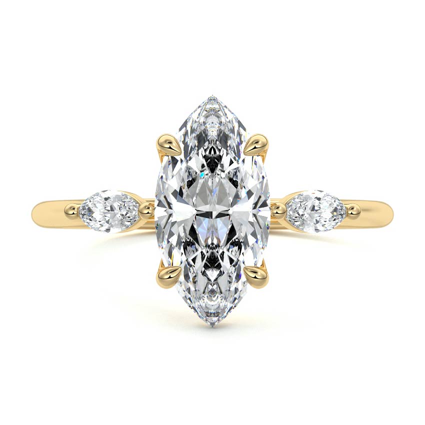 Aella - Marquise Yellow Gold Lab Grown Diamond Engagement Ring | Nura Lab