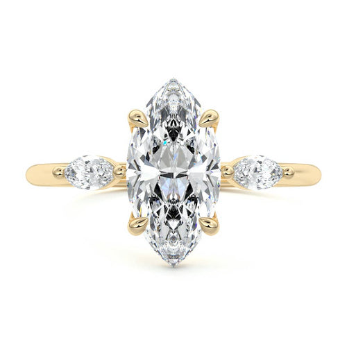 Aella - Marquise Yellow Gold Lab Grown Diamond Engagement Ring | Nura Lab