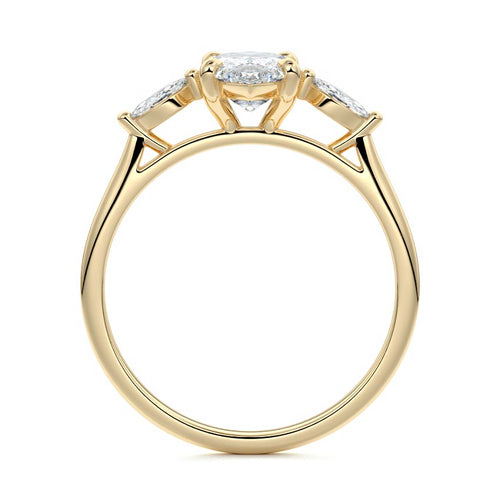 Aella - Marquise Yellow Gold Engagement Ring Side View | Nura Lab