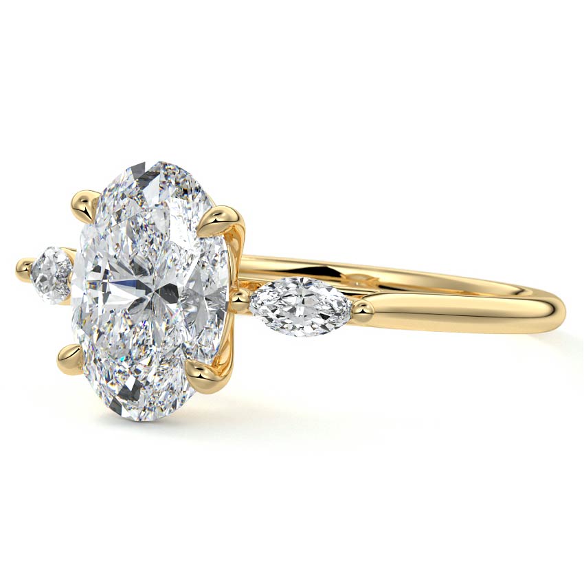 Aella - Oval Yellow Gold Engagement Ring Profile View | Nura Lab