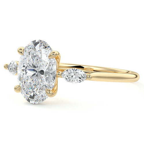 Aella - Oval Yellow Gold Engagement Ring Profile View | Nura Lab