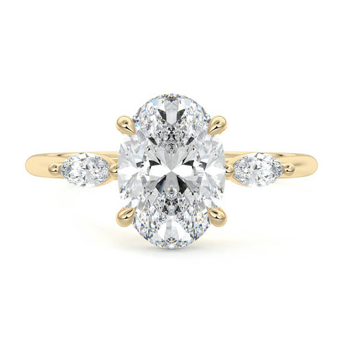Aella - Oval Yellow Gold Engagement Ring Detail View | Nura Lab