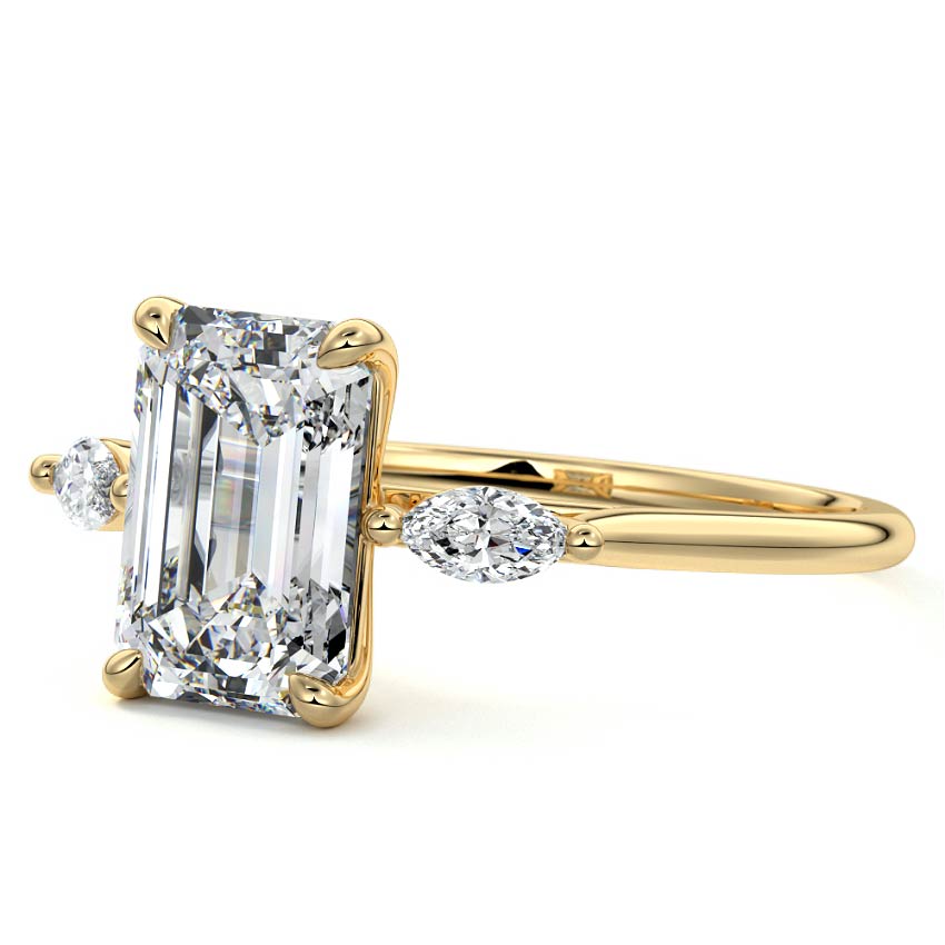 Aella - Emerald Cut Yellow Gold Lab Grown Diamond Engagement Ring | Nura Lab
