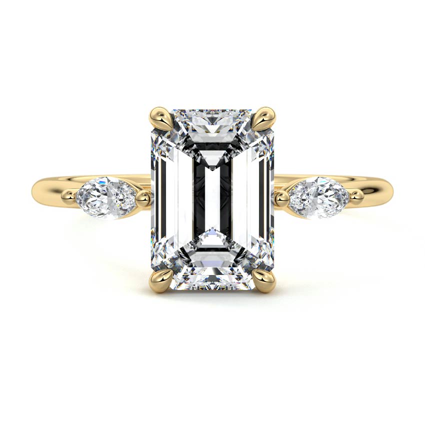 Aella - Emerald Cut Yellow Gold Lab Grown Diamond Engagement Ring | Nura Lab