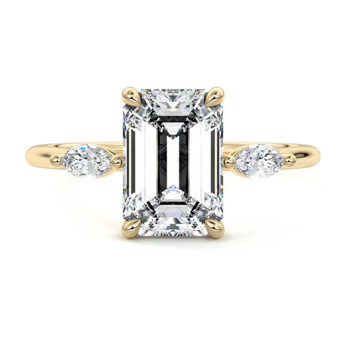 Aella - Emerald Cut Yellow Gold Lab Grown Diamond Engagement Ring | Nura Lab