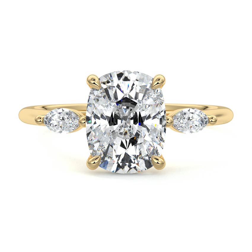 Aella - Cushion Yellow Gold Lab Grown Diamond Engagement Ring | Nura Lab
