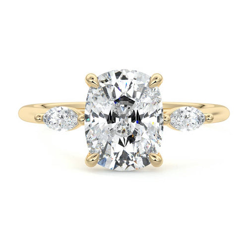 Aella - Cushion Yellow Gold Lab Grown Diamond Engagement Ring | Nura Lab