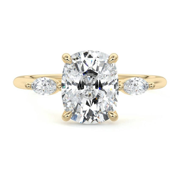 Aella - Cushion Three-Stone Lab Grown Diamond Engagement Ring