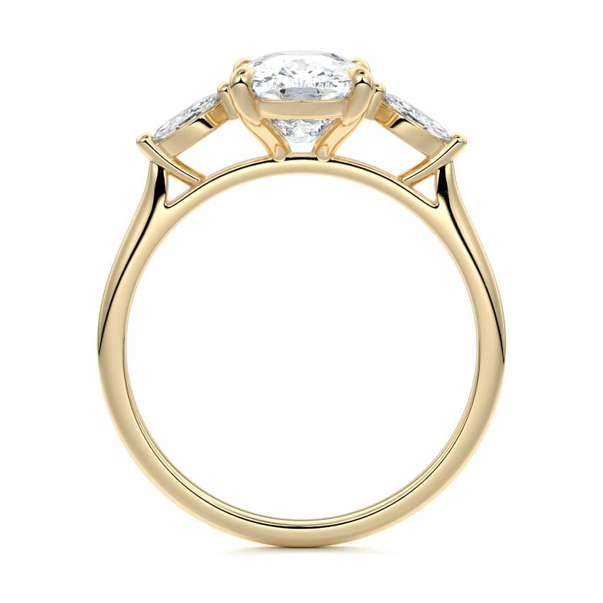 Aella cushion three-stone lab grown diamond engagement ring in yellow gold