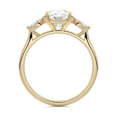 Aella cushion three-stone lab grown diamond engagement ring in yellow gold
