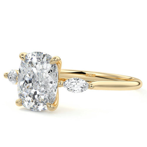 Aella - Cushion Yellow Gold Engagement Ring Profile View | Nura Lab
