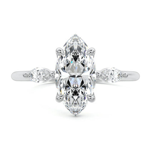 Aella - Marquise White Gold Lab Grown Diamond Engagement Ring | Nura Lab