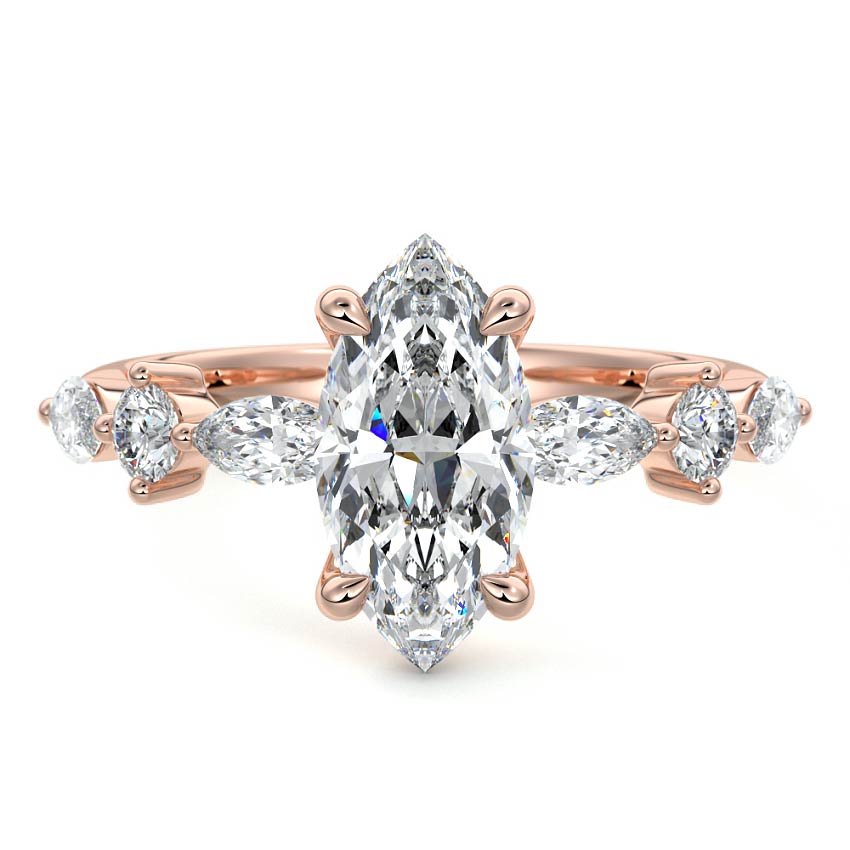 Althea - Marquise Rose Gold Lab Grown Diamond Engagement Ring | Nura Lab