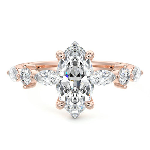 Althea - Marquise Rose Gold Lab Grown Diamond Engagement Ring | Nura Lab