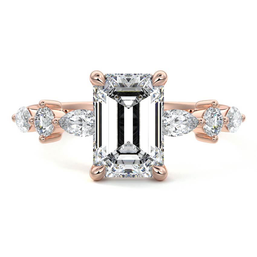 Althea - Emerald Cut Rose Gold Lab Grown Diamond Engagement Ring | Nura Lab