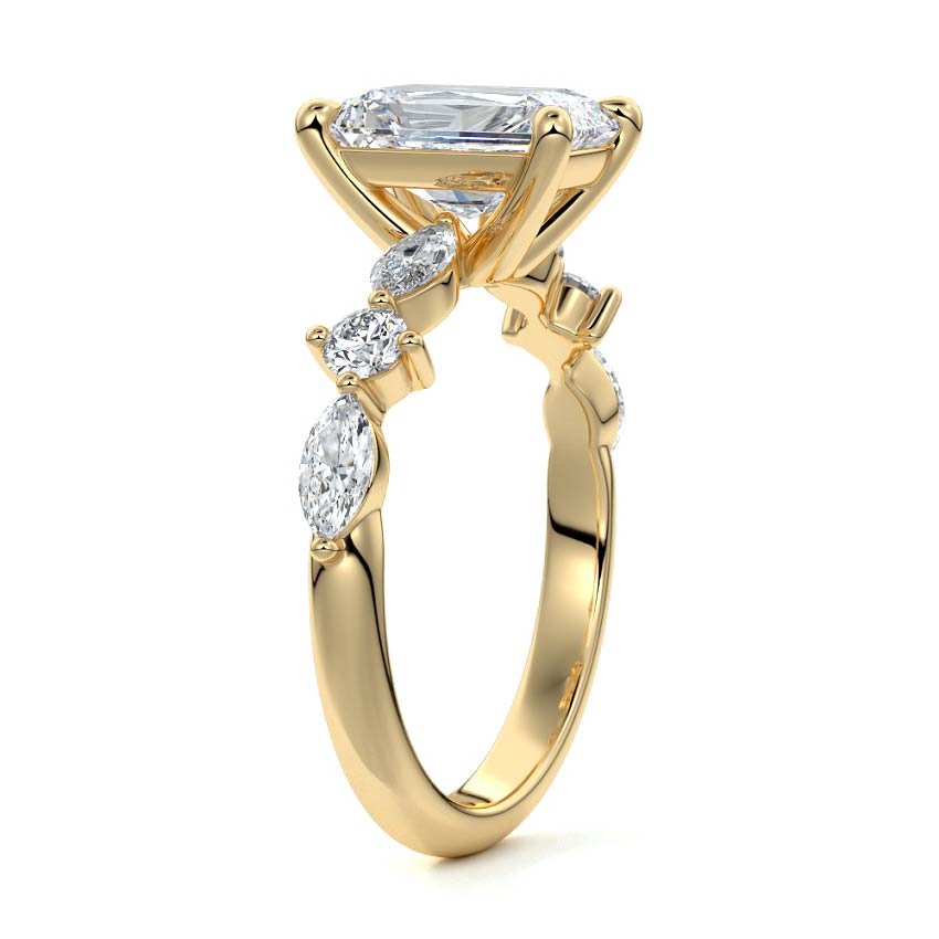 Althea - Radiant Yellow Gold Engagement Ring Side View | Nura Lab
